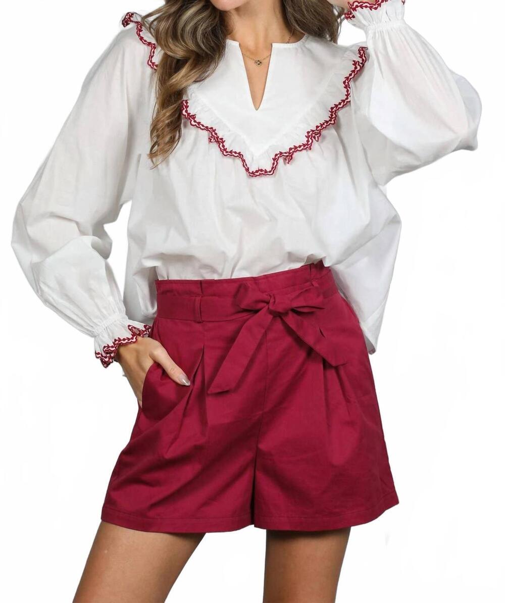 NEW VINE & LOVE ruffle detail blouse in white